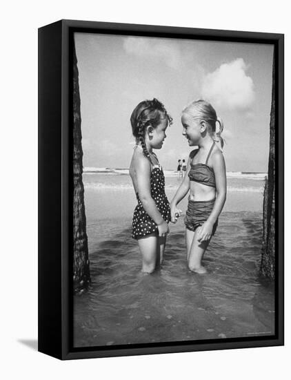 Little Girls Playing Together on a Beach-Lisa Larsen-Framed Premier Image Canvas