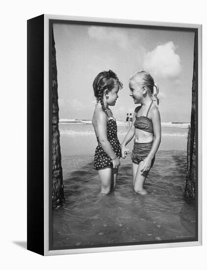 Little Girls Playing Together on a Beach-Lisa Larsen-Framed Premier Image Canvas