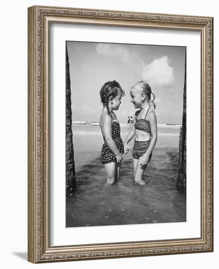 Little Girls Playing Together on a Beach-Lisa Larsen-Framed Photographic Print