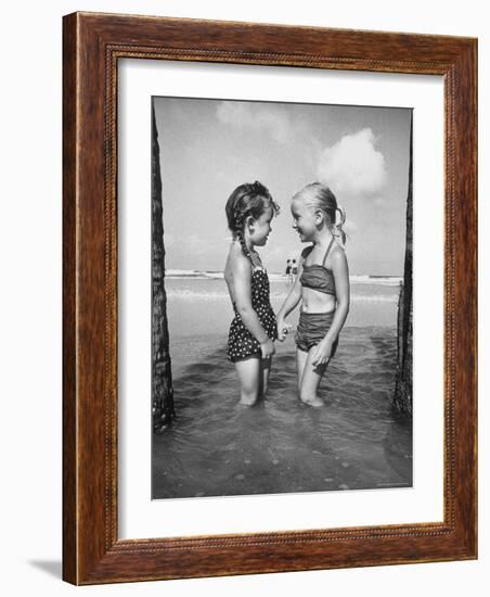 Little Girls Playing Together on a Beach-Lisa Larsen-Framed Photographic Print