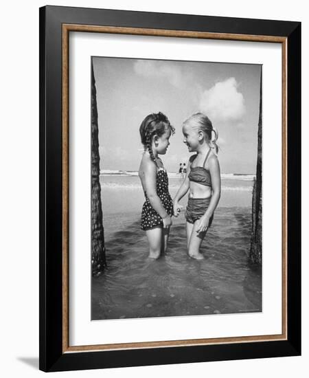 Little Girls Playing Together on a Beach-Lisa Larsen-Framed Photographic Print