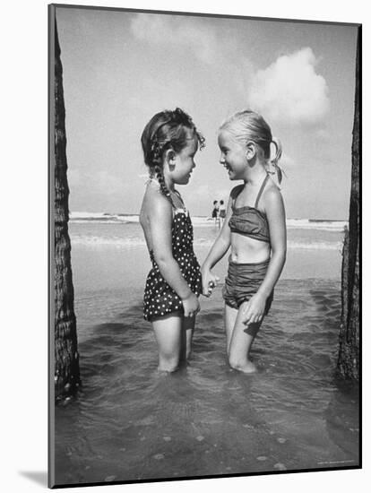 Little Girls Playing Together on a Beach-Lisa Larsen-Mounted Photographic Print