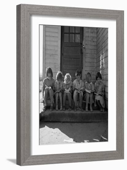 Little Girls Read their Lessons-Dorothea Lange-Framed Art Print