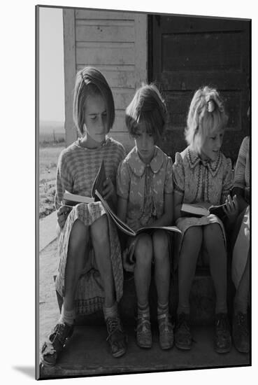 Little Girls Read their Lessons-Dorothea Lange-Mounted Art Print