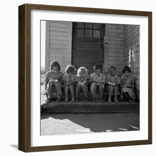 Little Girls Read their Lessons-Dorothea Lange-Framed Art Print