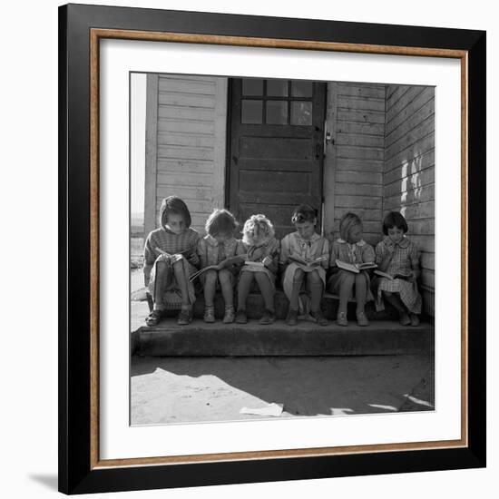 Little Girls Read their Lessons-Dorothea Lange-Framed Art Print