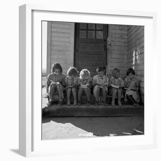 Little Girls Read their Lessons-Dorothea Lange-Framed Art Print