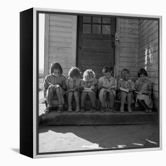 Little Girls Read their Lessons-Dorothea Lange-Framed Stretched Canvas