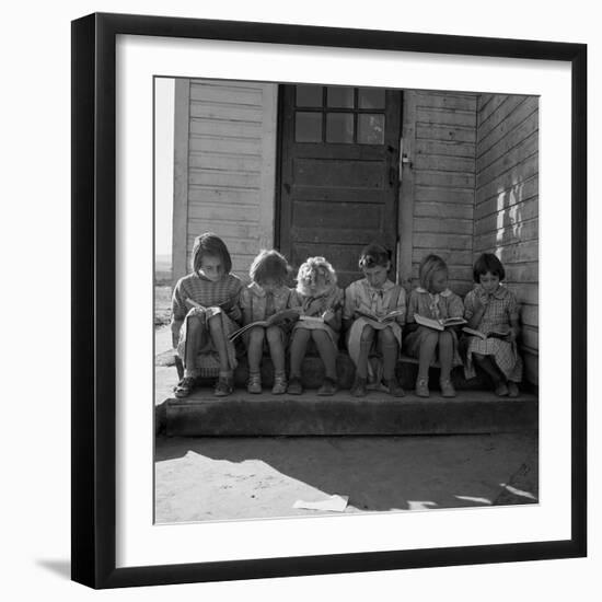 Little Girls Read their Lessons-Dorothea Lange-Framed Premium Giclee Print