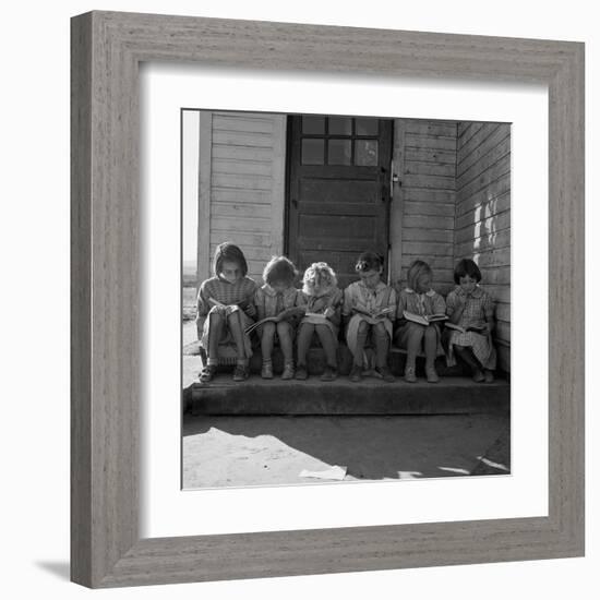 Little Girls Read their Lessons-Dorothea Lange-Framed Art Print