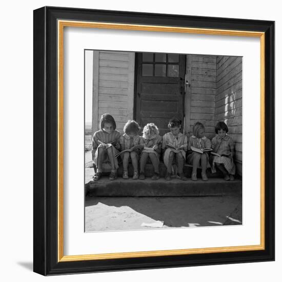 Little Girls Read their Lessons-Dorothea Lange-Framed Art Print