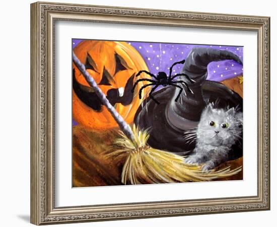 Little Gray Halloween Kitten-sylvia pimental-Framed Art Print