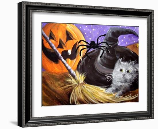 Little Gray Halloween Kitten-sylvia pimental-Framed Art Print