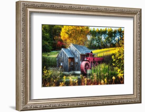 Little Grist Mill In Autumn Colors-George Oze-Framed Photographic Print