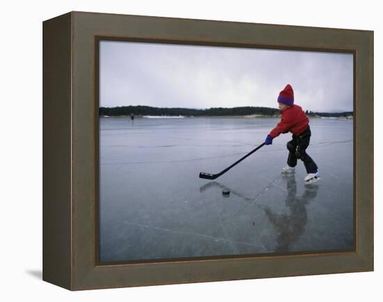 Little Hockey Player-null-Framed Premier Image Canvas