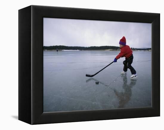 Little Hockey Player-null-Framed Premier Image Canvas