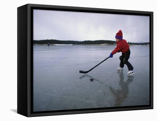 Little Hockey Player-null-Framed Premier Image Canvas