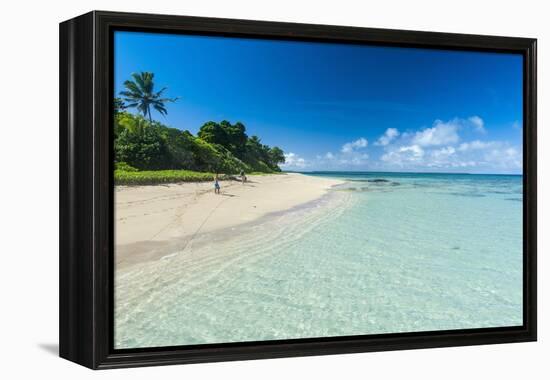 Little Island with a White Sand Beach in Haapai, Haapai Islands, Tonga, South Pacific, Pacific-Michael Runkel-Framed Premier Image Canvas