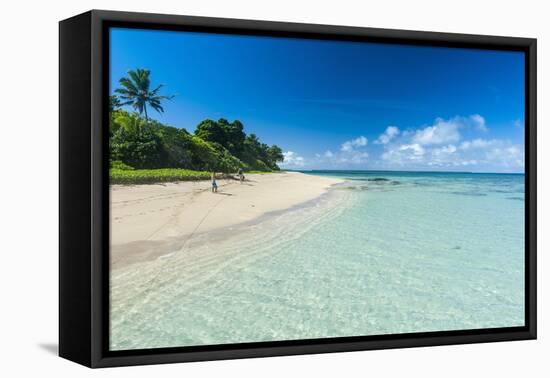 Little Island with a White Sand Beach in Haapai, Haapai Islands, Tonga, South Pacific, Pacific-Michael Runkel-Framed Premier Image Canvas