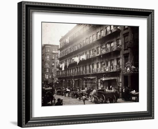 Little Italy, a Row of Tenements on Elizabeth St, New York, 1912-null-Framed Photo