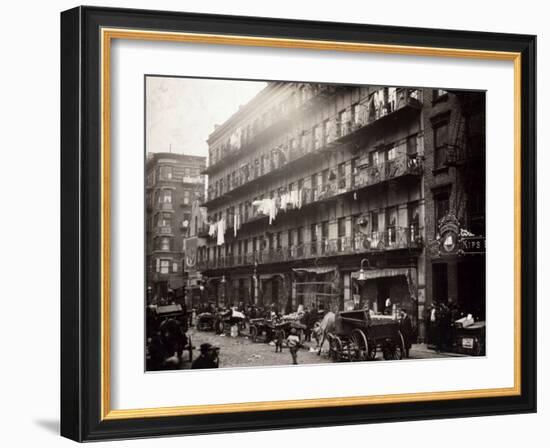 Little Italy, a Row of Tenements on Elizabeth St, New York, 1912-null-Framed Photo