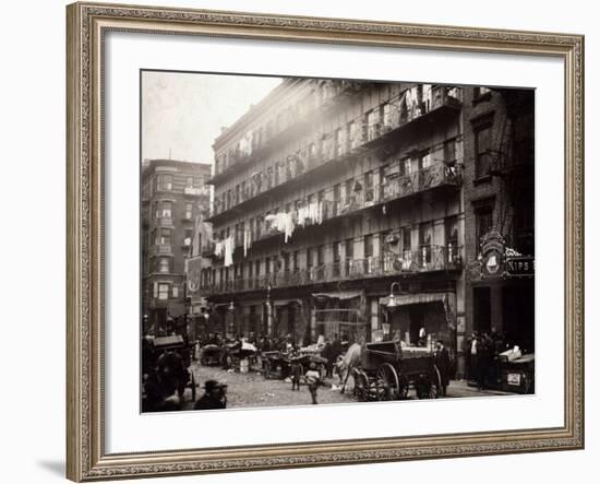 Little Italy, a Row of Tenements on Elizabeth St, New York, 1912-null-Framed Photo