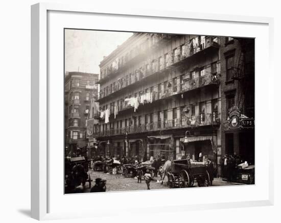 Little Italy, a Row of Tenements on Elizabeth St, New York, 1912-null-Framed Photo