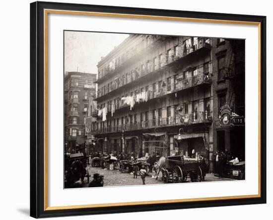 Little Italy, a Row of Tenements on Elizabeth St, New York, 1912-null-Framed Photo