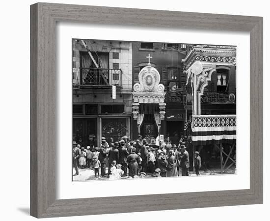 Little Italy, Street Altar to Our Lady of Help, Mott St., New York, 1908-null-Framed Photo