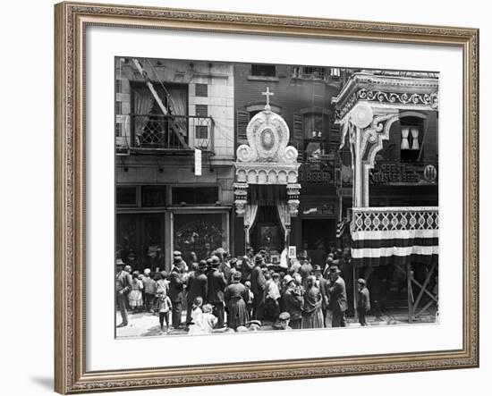 Little Italy, Street Altar to Our Lady of Help, Mott St., New York, 1908-null-Framed Photo