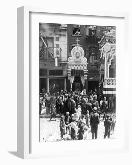 Little Italy, Street Altar to Our Lady of Help, Mott St., New York, 1908-null-Framed Photo