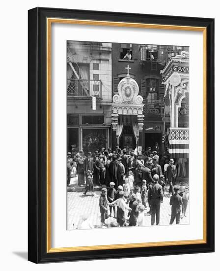 Little Italy, Street Altar to Our Lady of Help, Mott St., New York, 1908-null-Framed Photo