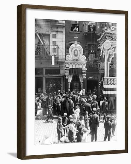 Little Italy, Street Altar to Our Lady of Help, Mott St., New York, 1908-null-Framed Photo