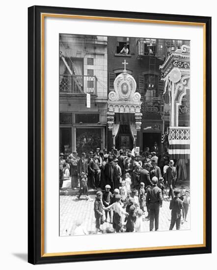 Little Italy, Street Altar to Our Lady of Help, Mott St., New York, 1908-null-Framed Photo