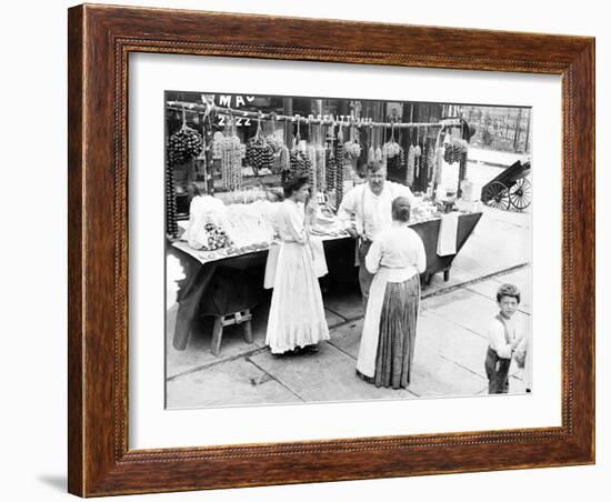 Little Italy, Vendor with Wares Displayed During a Festival, New York, 1930s-null-Framed Photo