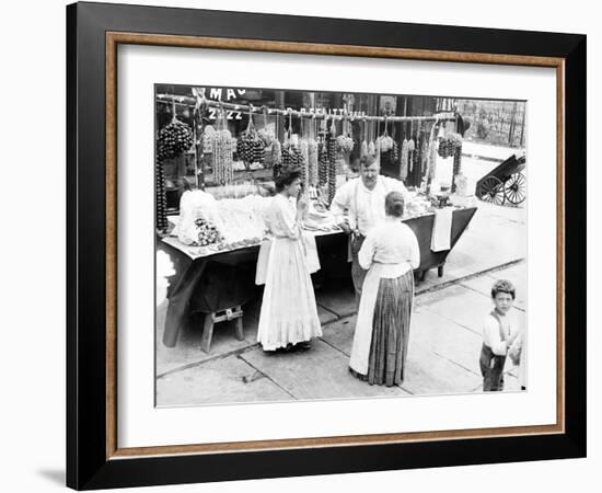 Little Italy, Vendor with Wares Displayed During a Festival, New York, 1930s-null-Framed Photo