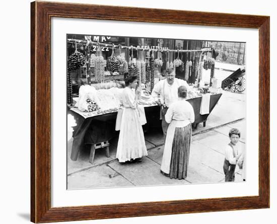 Little Italy, Vendor with Wares Displayed During a Festival, New York, 1930s-null-Framed Photo