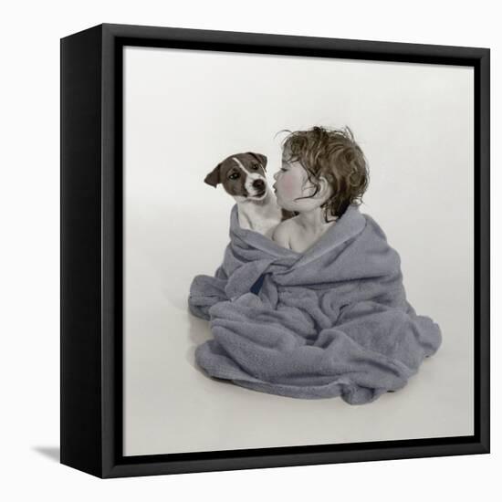 Little Kid and Dog-Nora Hernandez-Framed Premier Image Canvas