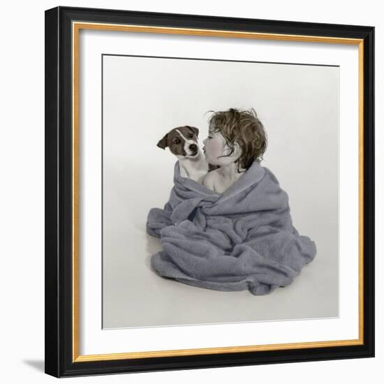 Little Kid and Dog-Nora Hernandez-Framed Giclee Print