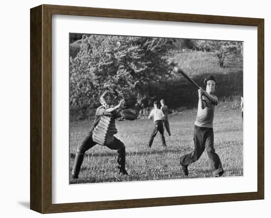 Little League Baseball Practice-Joe Scherschel-Framed Photographic Print