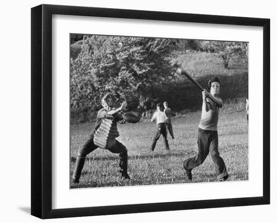 Little League Baseball Practice-Joe Scherschel-Framed Photographic Print