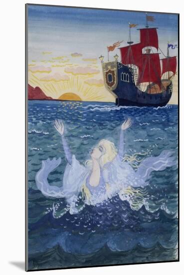 Little Mermaid, Illustration by Lorenz Frolich-null-Mounted Giclee Print