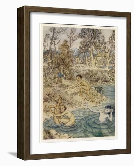 Little Mermaid Scares-Arthur Rackham-Framed Art Print