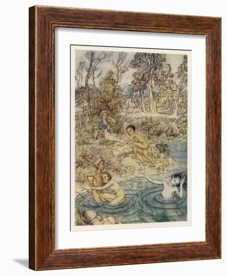 Little Mermaid Scares-Arthur Rackham-Framed Art Print