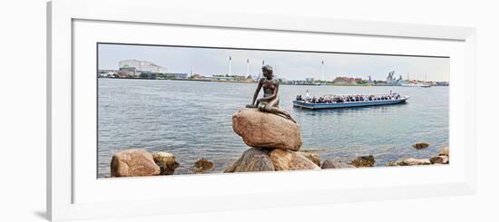 Little Mermaid Statue with Tourboat in a Canal, Copenhagen, Denmark-null-Framed Photographic Print