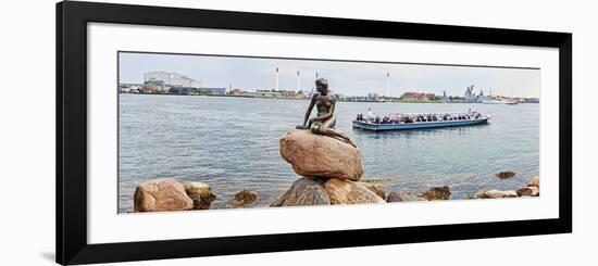 Little Mermaid Statue with Tourboat in a Canal, Copenhagen, Denmark-null-Framed Photographic Print