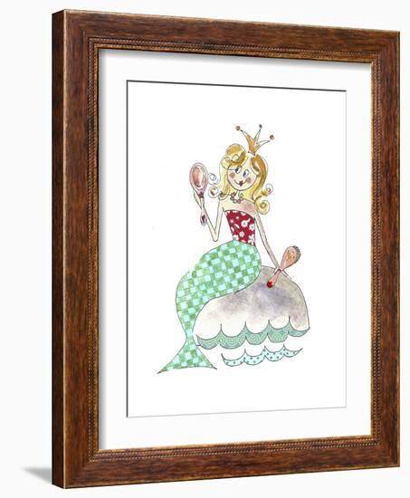 Little Mermaid with Brush and Mirror-Effie Zafiropoulou-Framed Giclee Print