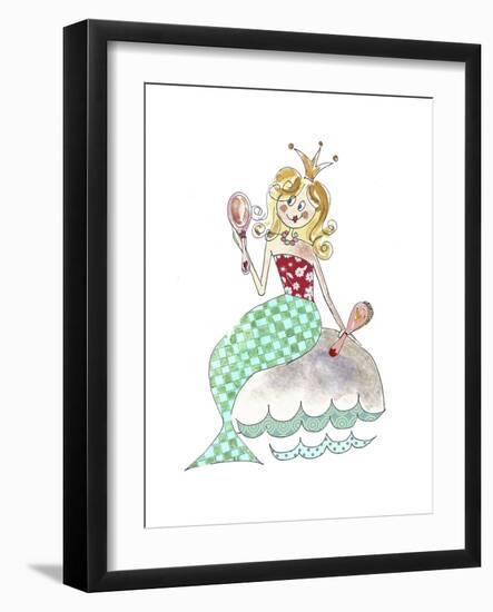 Little Mermaid with Brush and Mirror-Effie Zafiropoulou-Framed Giclee Print