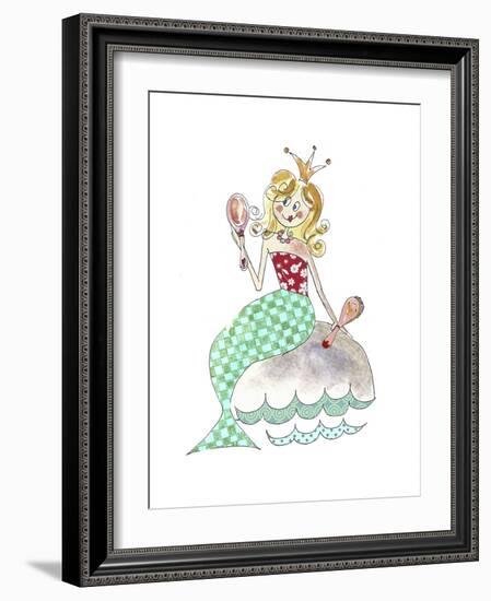 Little Mermaid with Brush and Mirror-Effie Zafiropoulou-Framed Giclee Print