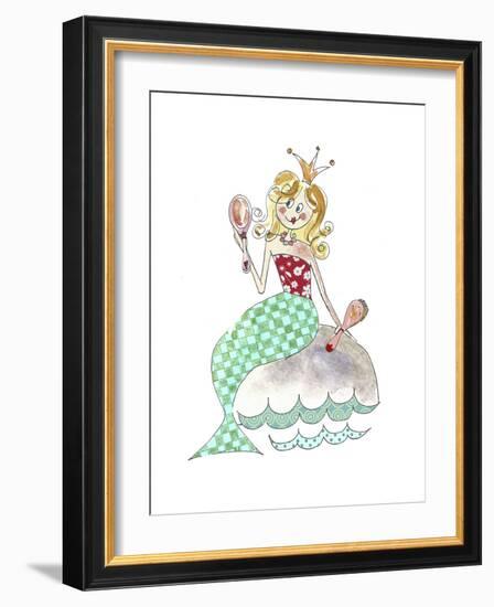 Little Mermaid with Brush and Mirror-Effie Zafiropoulou-Framed Giclee Print